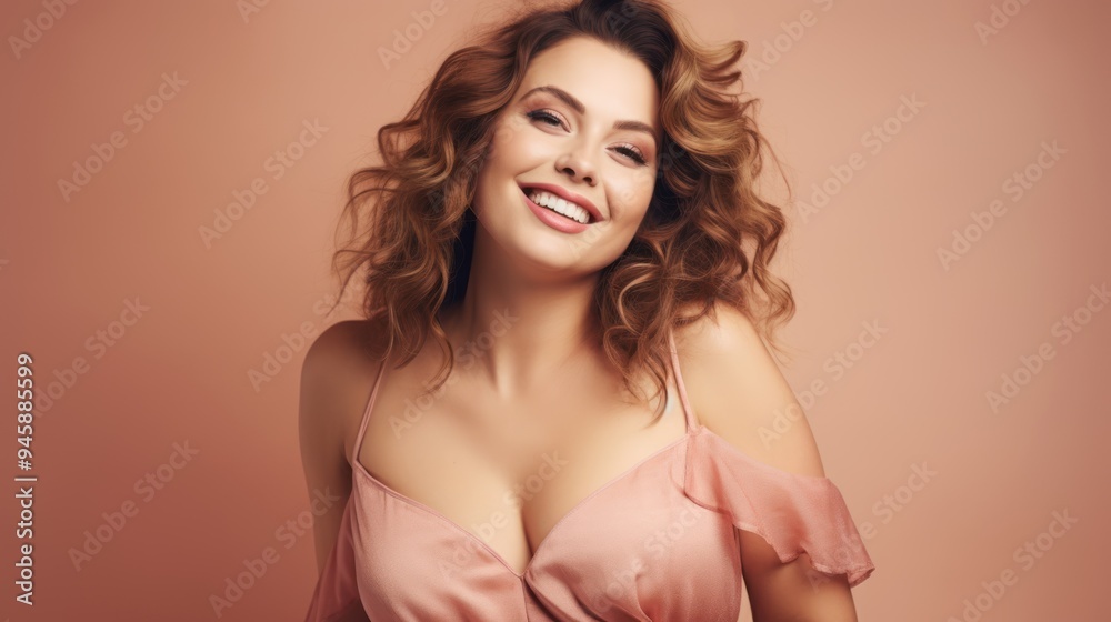 Confident plump beauty with radiant skin and a bright smile, Confident plump beauty with radiant skin and a bright smile,