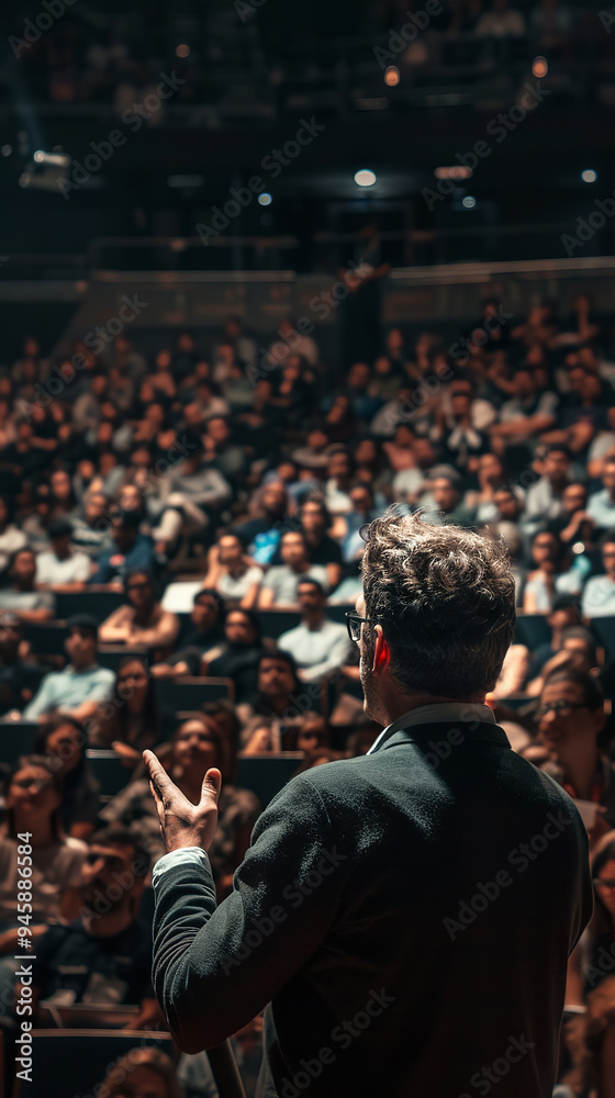 Charismatic Leader Inspiring Crowd with Powerful Speech Charismatic Leader Inspiring Crowd with Powerful Speech