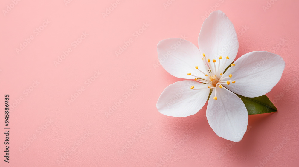 jasmine flower on a light pink background, with clean lines and ample space for text jasmine flower on a light pink background, with clean lines and ample space for text
