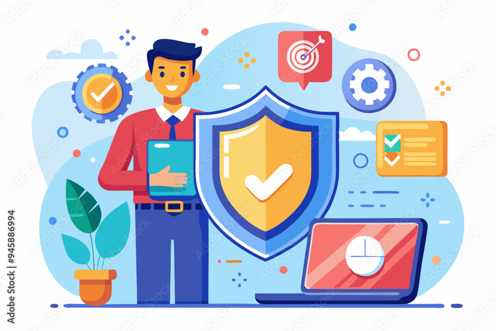 Cyber security protection for safety computer network, safety shield to protect online threat or attack, digital privacy or encryption concept, man hold shield on computer laptop protect cyber attack
Cyber security protection for safety computer network, safety shield to protect online threat or attack, digital privacy or encryption concept, man hold shield on computer laptop protect cyber attack