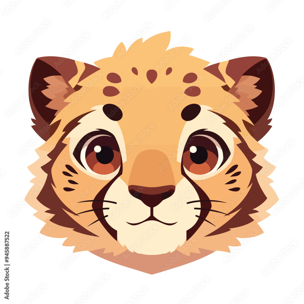 A cute cartoon lion head with simple flat illustration style for vector graphic logo design isolated on a white background A cute cartoon lion head with simple flat illustration style for vector graphic logo design isolated on a white background