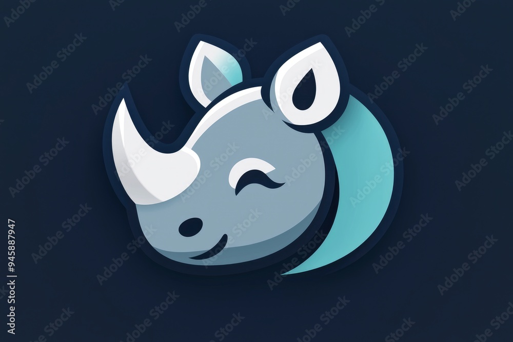 Cute Cartoon Rhino Illustration Cute Cartoon Rhino Illustration