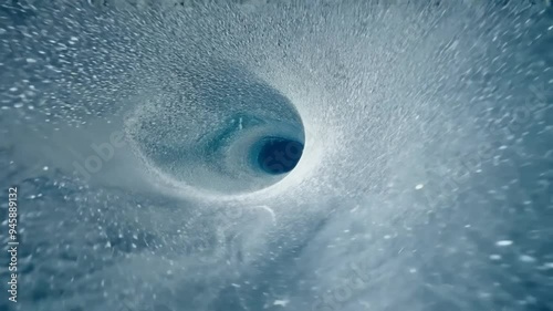 Exploring a mesmerizing underwater whirlpool formation at sunset near a serene coastal area
