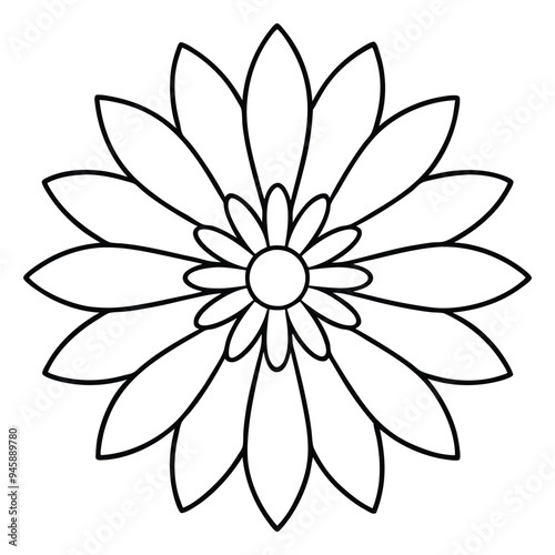 Cheerful Daisy Mandala Line Art Vector Illustration