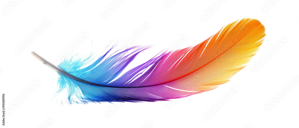 Rainbow Colorful bird feather laying down Rainbow Colorful bird feather laying down