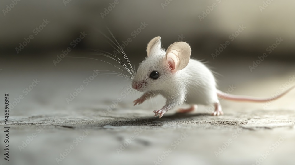 A white mouse reaching a dead end, looking confused and lost A white mouse reaching a dead end, looking confused and lost