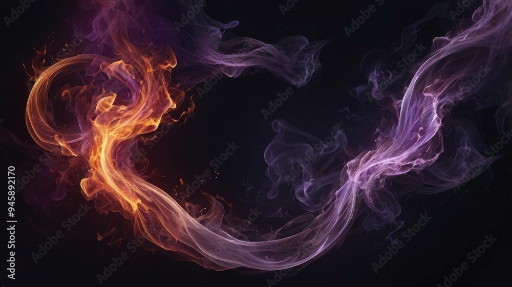 Mystical Smoke and Fire Abstract Art with a dark background Mystical Smoke and Fire Abstract Art with a dark background