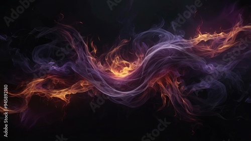 Mystical Smoke and Fire Abstract Art with a dark background