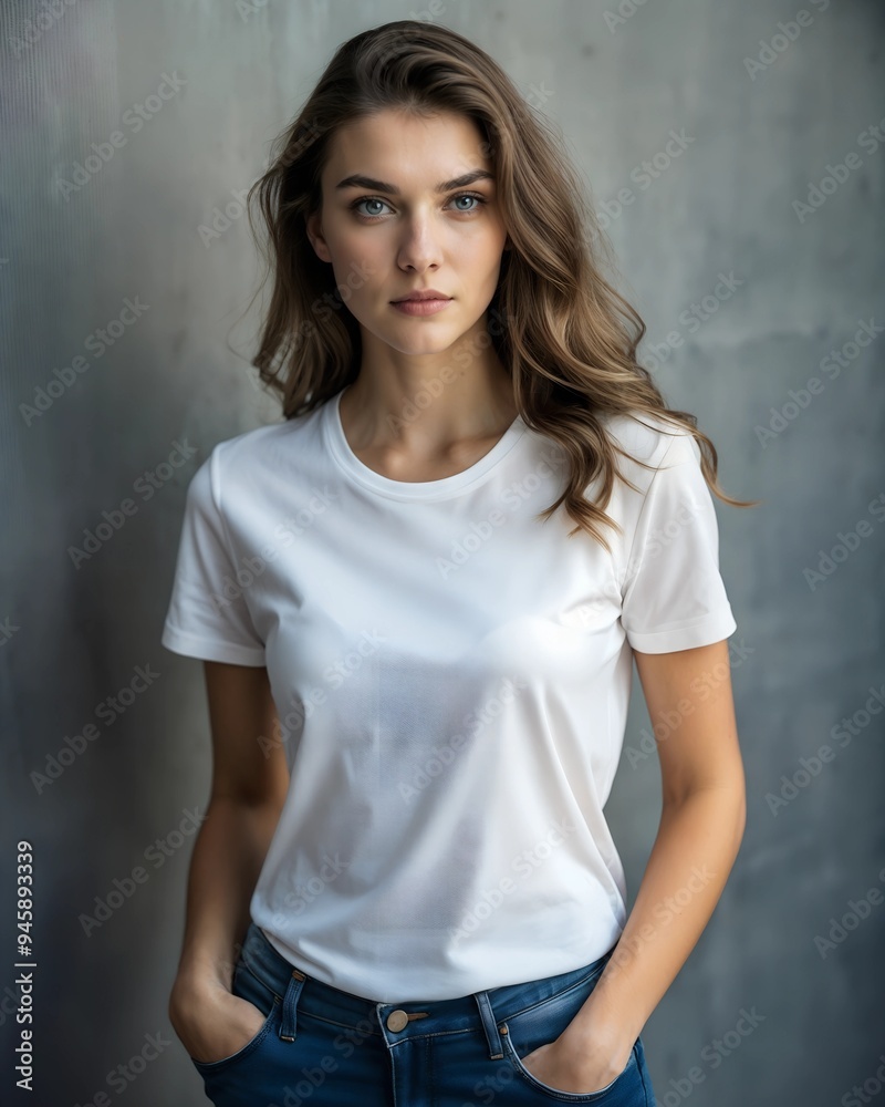 female model in white t-shirt female model in white t-shirt