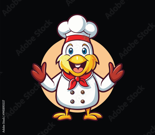 Sweet Chicken Chef Preparing Food Vector illustration 