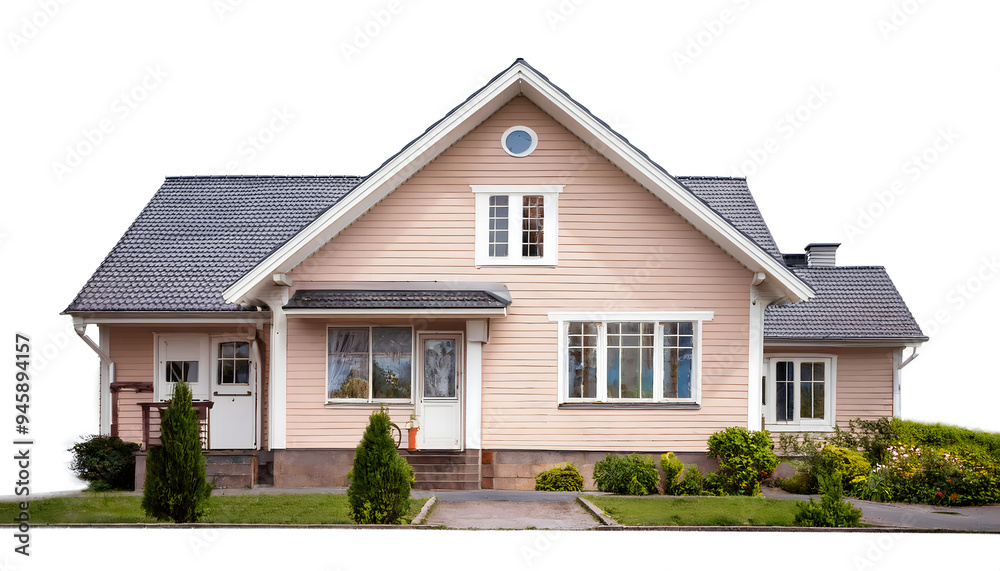 House isolated on white background, front view House isolated on white background, front view