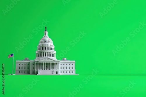 US Capitol Building Model on Green Background