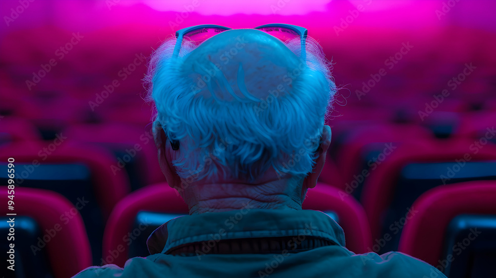 Fototapeta premium Elderly Watching Classic Movie 