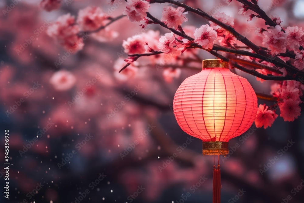 Fototapeta premium Chinese new year blossom lantern flower.