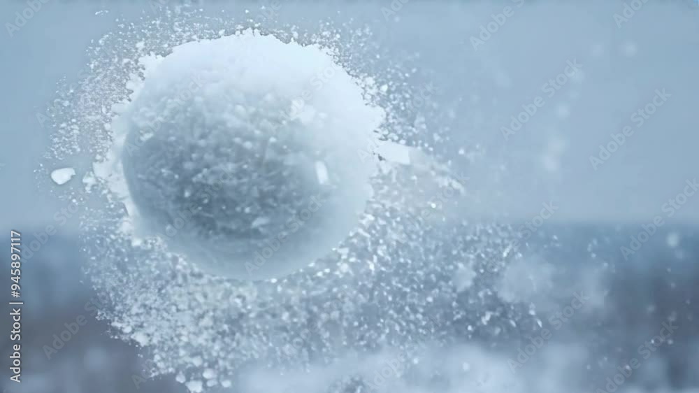 A massive snowball rolls down a hill in a snowy landscape, creating a mesmerizing sight during winter A massive snowball rolls down a hill in a snowy landscape, creating a mesmerizing sight during winter