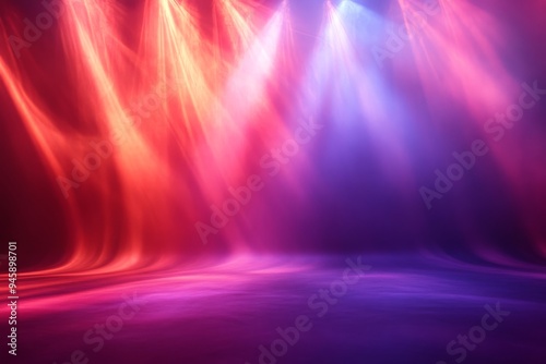 Abstract Purple and Red Stage Lights Background.