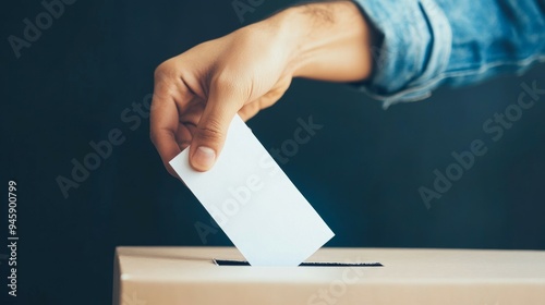 Close-up hand holding a paper, Voting, Person putting a vote in a ballot box, Election Day, Justice System, Voting Public