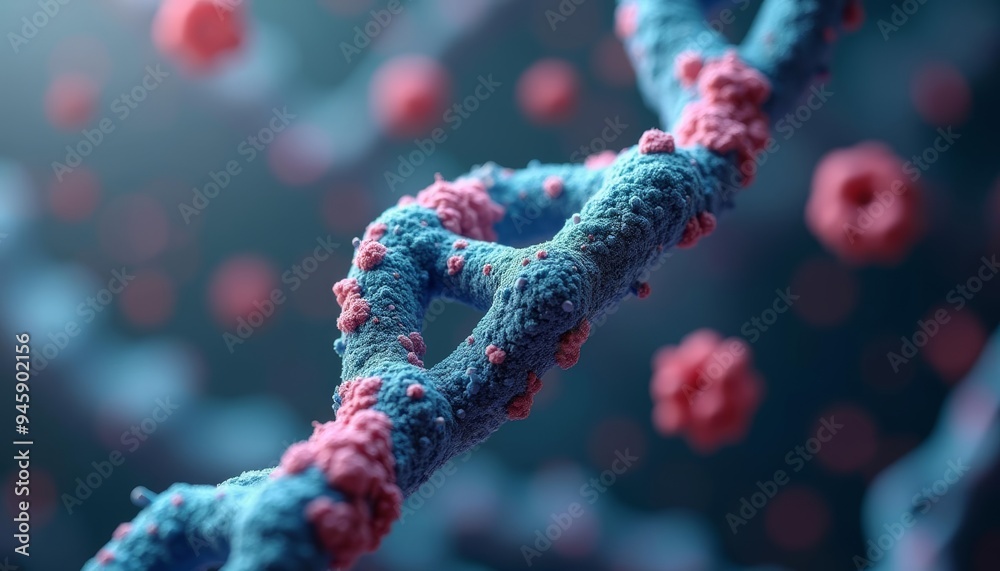 Vibrant molecular structure in a sea of pink and blue Vibrant molecular structure in a sea of pink and blue