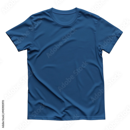 A plain blue T-shirt isolated on a white background, ideal for fashion, clothing mockups, or product displays. 