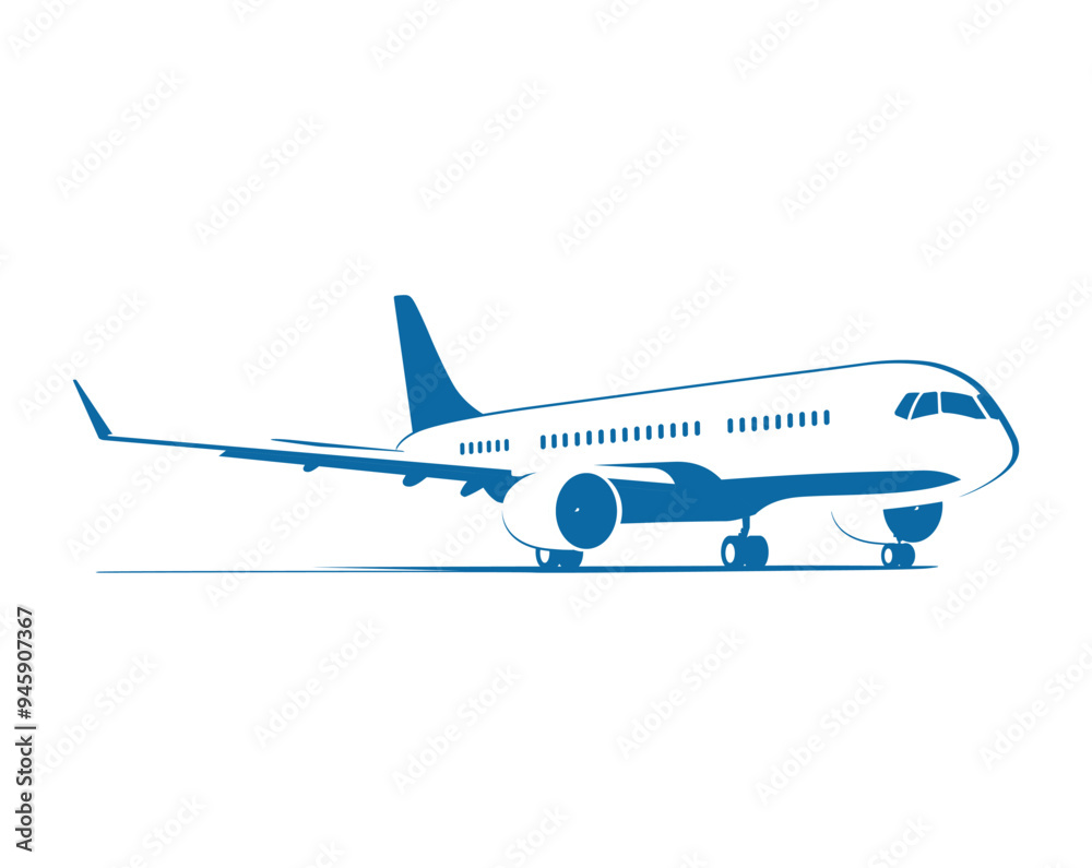 Concept illustration of a logo with a passenger jet aircraft. Vector illustration. Concept illustration of a logo with a passenger jet aircraft. Vector illustration.