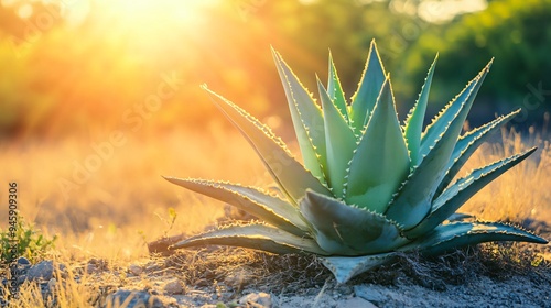 Stunning Agave Plant Outdoors in Bright Sunlight photo