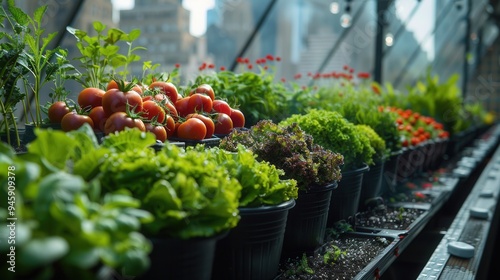 The Potential of Rooftop Farming for Urban Food Production - Innovative Urban Agriculture Solution. AI generated illustration photo