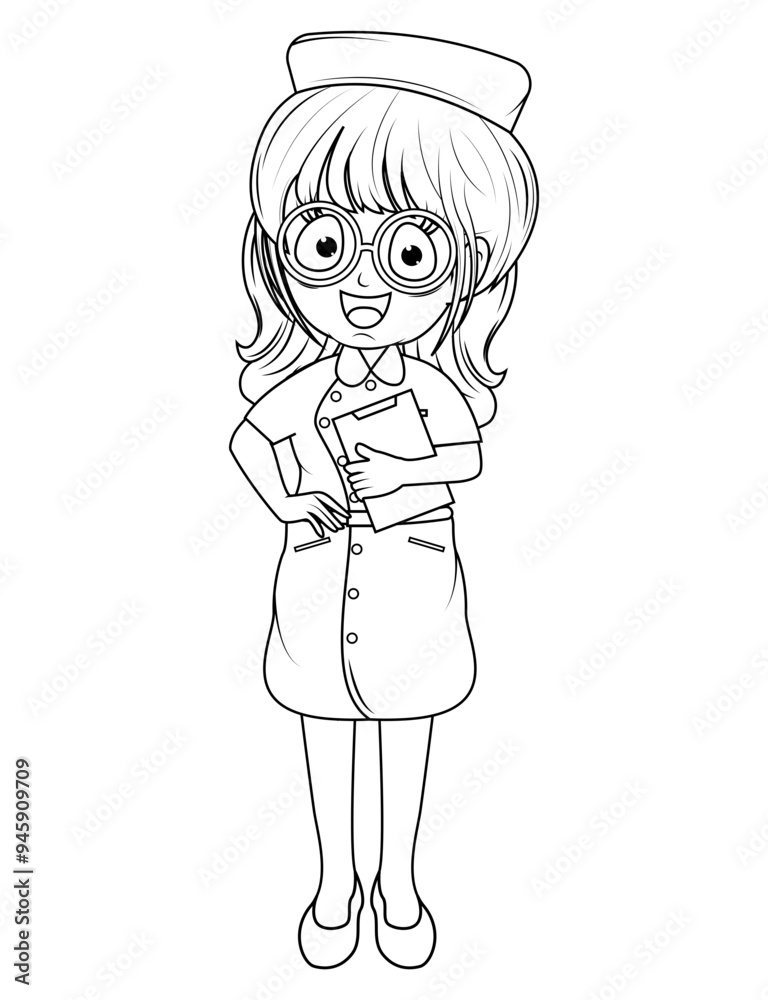 Coloring Little Nurse Cartoon Coloring Little Nurse Cartoon