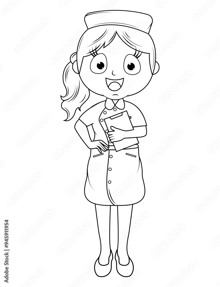 Coloring Little Nurse Cartoon Coloring Little Nurse Cartoon