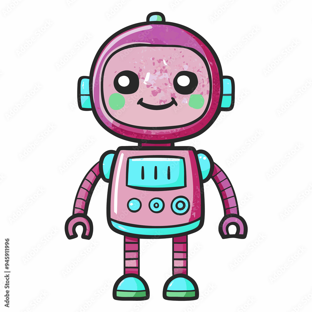 Cute robot cartoon icon character isolated, graphic design sign Cute robot cartoon icon character isolated, graphic design sign