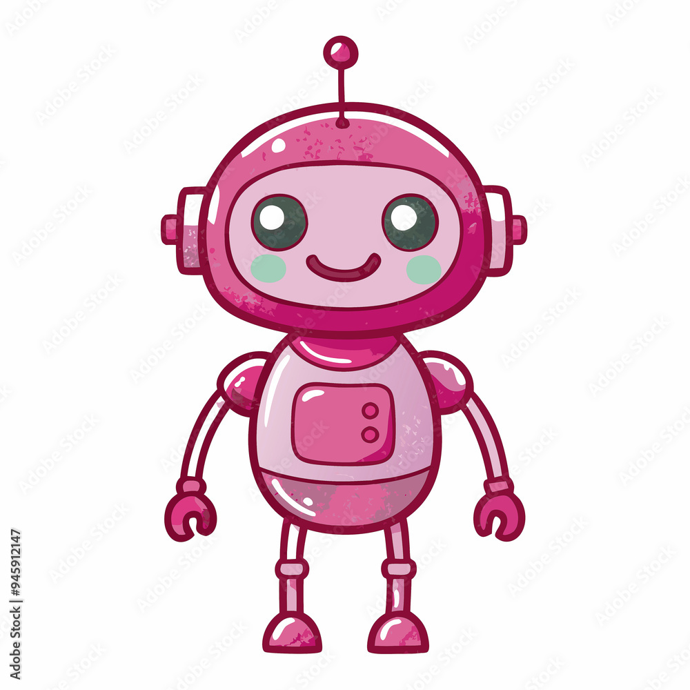 Cute robot cartoon icon character isolated, graphic design sign Cute robot cartoon icon character isolated, graphic design sign