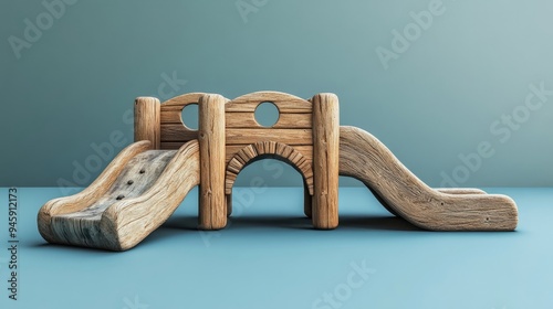 Wooden Playground Structure with Slides