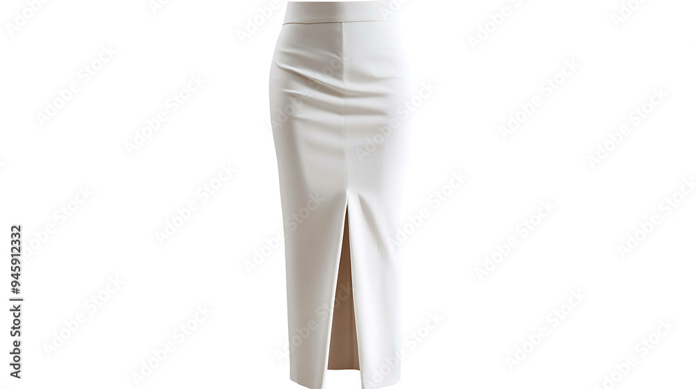 White pencil skirt with a front slit.