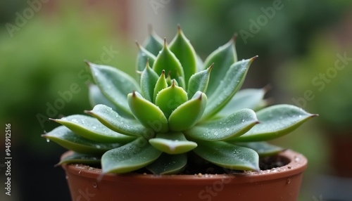 Vibrant succulent in bloom thriving in a pot