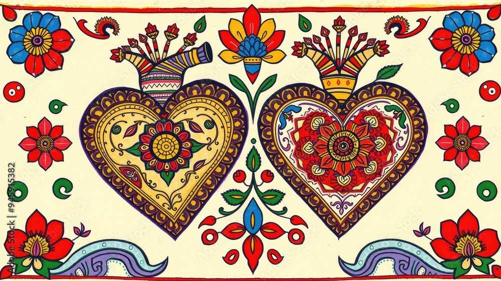 Pattern with Hearts, Abstract painting, hearts pattern, flower ornament pattern.seamless pattern with hearts and flowers Pattern with Hearts, Abstract painting, hearts pattern, flower ornament pattern.seamless pattern with hearts and flowers