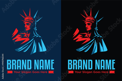 modern simple liberty statue america usa united new york logo design vector illustration