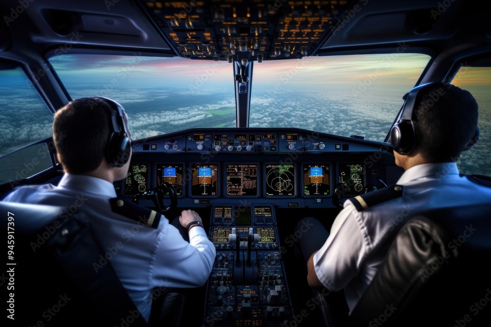 Fototapeta premium Airplane cockpit aircraft vehicle.