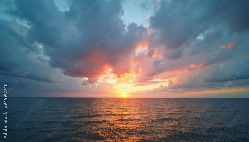 Obraz premium Sunsets golden glow on the horizon