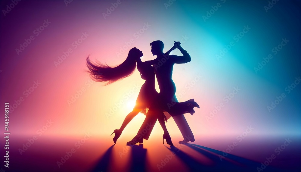 scenic view of a silhouette of a couple performing a dance scenic view of a silhouette of a couple performing a dance