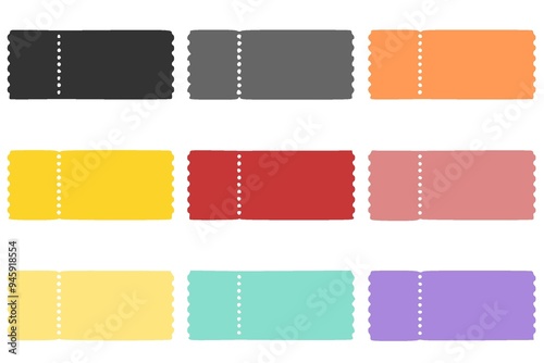 blank fill for coupons and tickets. multi-colored