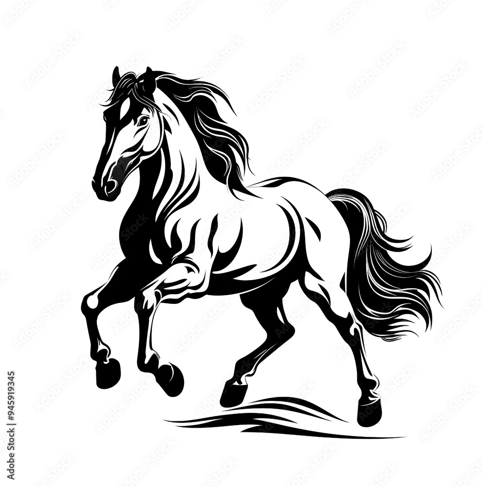 Beautiful full length black and white drawing of a horse. Beautiful full length black and white drawing of a horse.