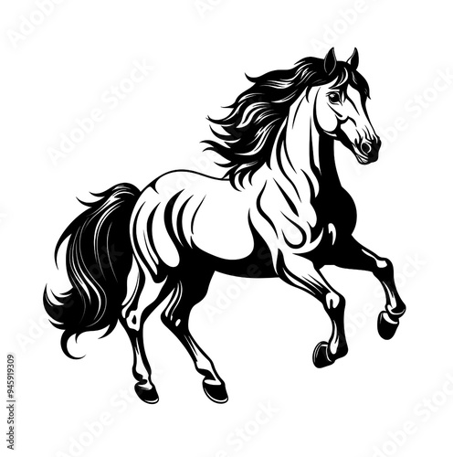 black and white horse drawing