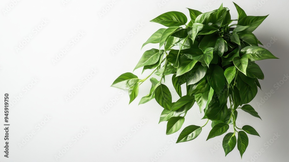 A lush green plant with vibrant leaves against a plain background. A lush green plant with vibrant leaves against a plain background.