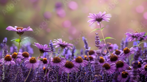 Lavender and Wildflowers in Bloom - Summer Nature Scene for Prints and Posters. Generative ai