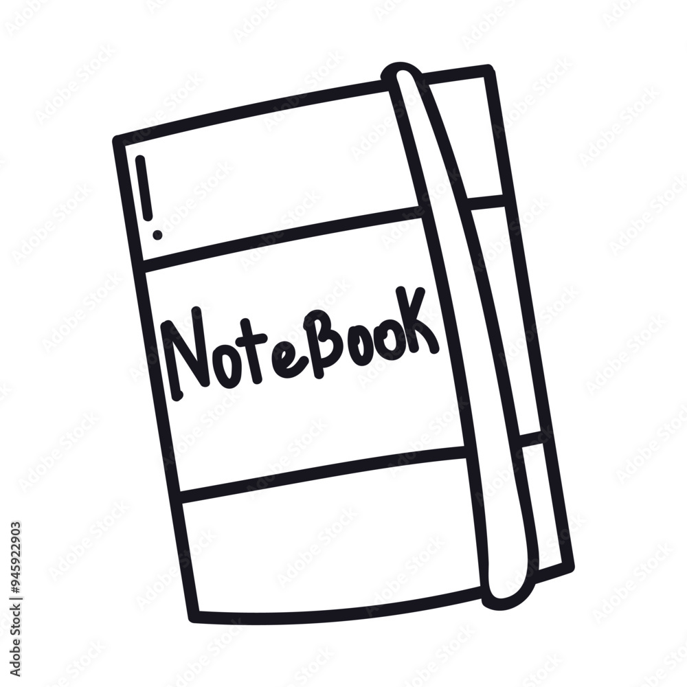 Single element of notebook in doodle school set. Hand drawn vector illustration for cards, posters, stickers and professional design.