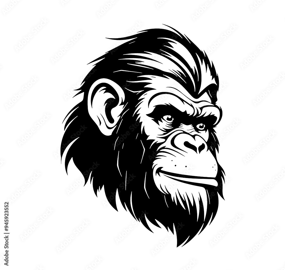 Black and white gorilla face Black and white gorilla face