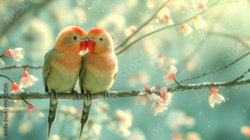 Parrot standing on a branch photo