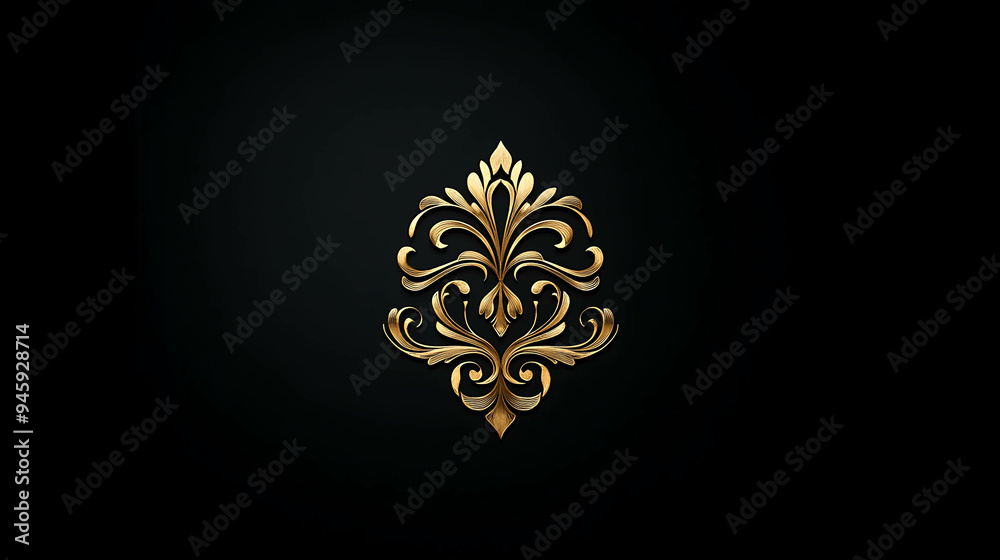 Fototapeta premium A golden ornate design on a black background.
