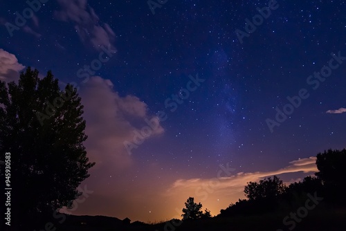 Night sky with stars in the galaxy, ai