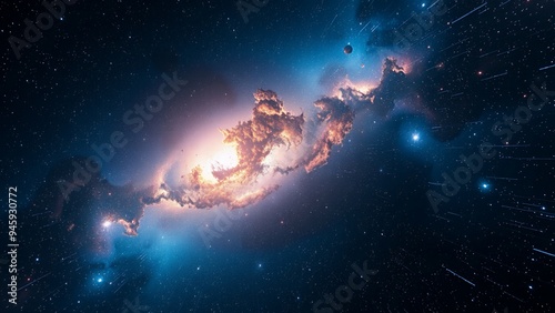 Stunning view of a cosmic gas cloud in deep space at night