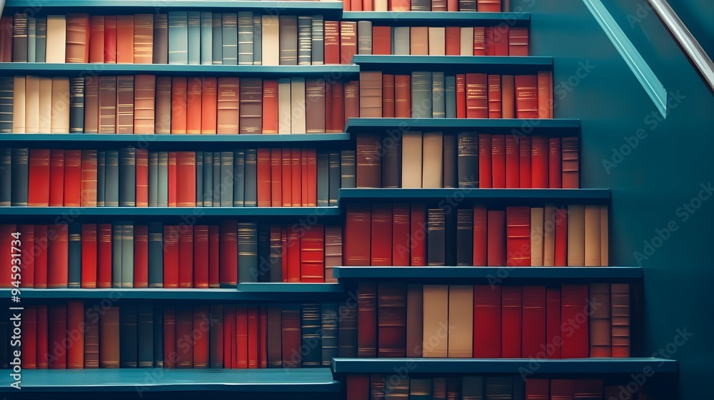 Conceptual image depicting a staircase with steps made entirely of books symbolizing the path to knowledge learning and intellectual growth The minimalist Conceptual image depicting a staircase with steps made entirely of books symbolizing the path to knowledge learning and intellectual growth The minimalist